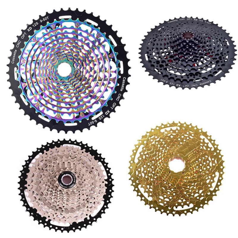 

SUNSHINE 12 Speed MTB Flywheel 11-50T Silver Golden Road Cycling Bike Cassette Flywheel Sprockets Bicycle Accessories, Silver/golden/black/rainbow color