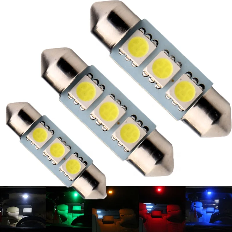 

C5W 100pcs/lot White 5050 3 SMD 36mm/39mm/41mm Interior Led Reading Light 3423 6461 6413 Festoon Bulbs 12V Car Light