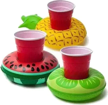 

2021 amazon Pool Party Inflatable drink floats Inflatable cup holder fruit series watermelon floating drink cup holder, Customized color