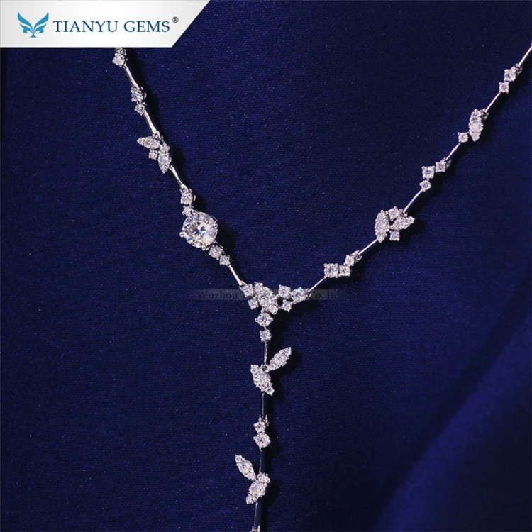 

Tianyu gems customized fashion necklace 10k white gold luxury moissanite diamond sweater chain for ladies