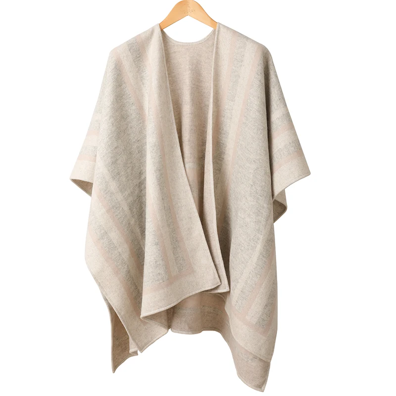 

hot selling Inner Mongulia custom design winter lady 100% wool Poncho customize logo women luxury warm knitted cape shawl