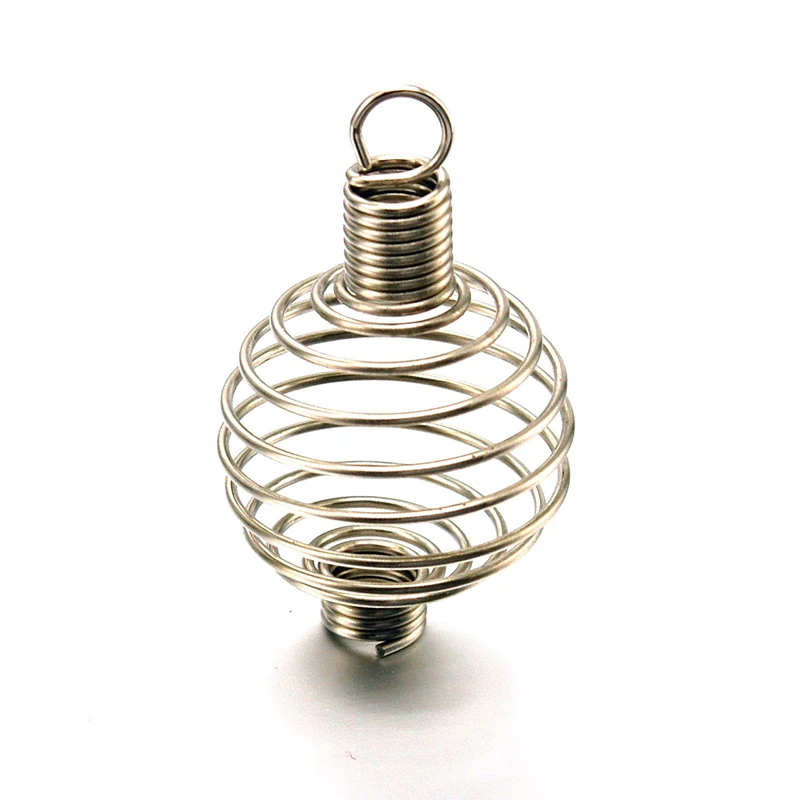 

PandaHall 19mm Wide Steel Wire Spiral Bead Cage Pendant, Platinum