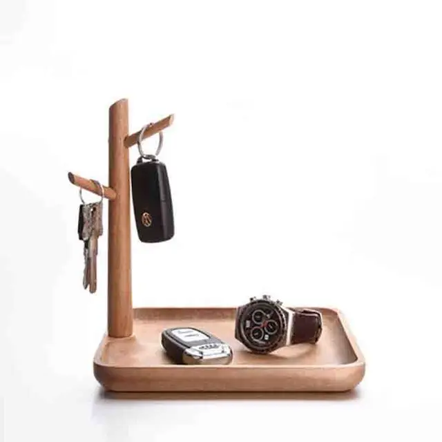 

Solid wood brass key hook porch creative mobile phone ornaments desktop key storage rack jewelry storage rack