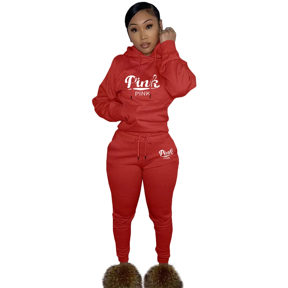 

Custom Fall Clothing Two Piece Set Women Tracksuit With Side Embroidery Training Wear Winter 2 Piece Sets For Women