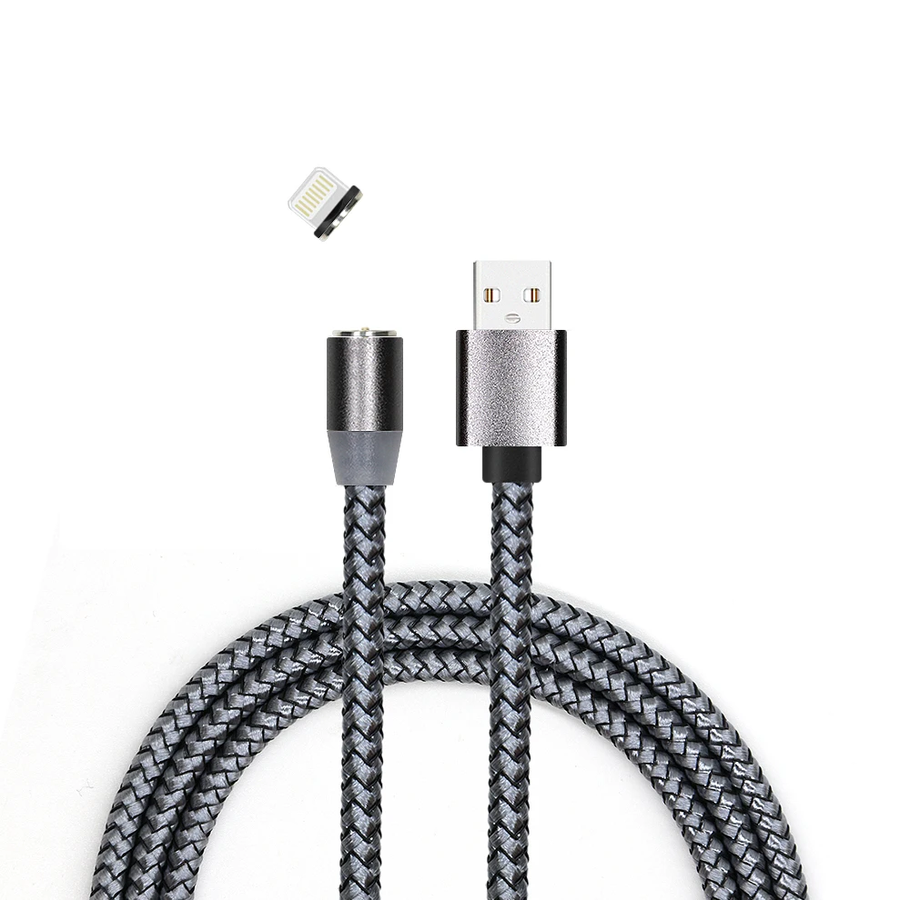 

1M 2M Nylon Braided Magnetic 3 in 1 USB Charger Micro USB-C 2.4A Fast Charging Magnet Mobile Phone Data Cable