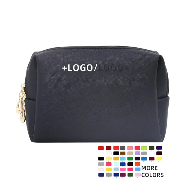 
wholesale promotional custom logo black zipper pu leather makeup bag cosmetic bags  (60716867514)