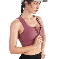 

New Hot Sale Women's Gym Fitness Sports Bra Sexy Front Zip Sports Yoga Bra