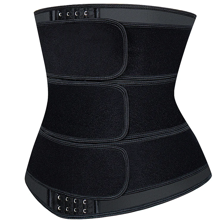 

4 Adjustable Hook Plus Size Long Torso Corset Latex 3 Belts Waist Trainer Belt