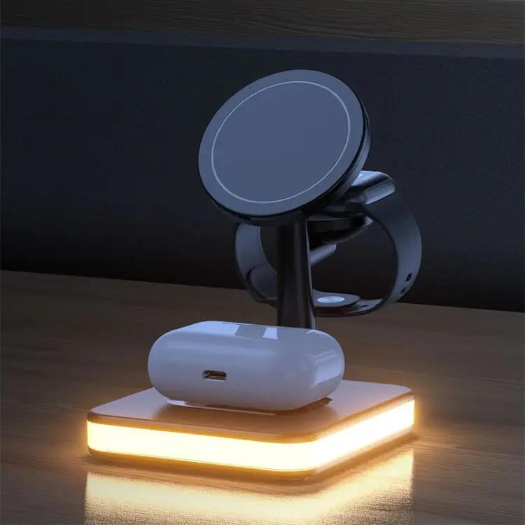 

Hot Sale 4 In 1Wireless Charger Station Magnetic Charging Dock Led Night Light 15W Fast Phone Charge Watch Wireless Charger