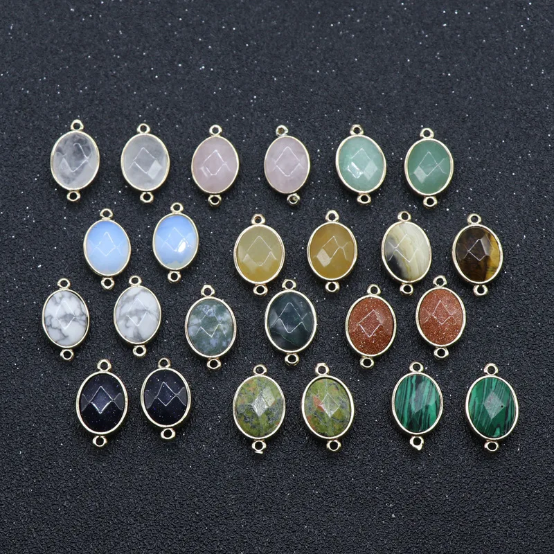 

Wholesale gemstone oval shape gold plated Agate Natural Stone Pendant For Divination