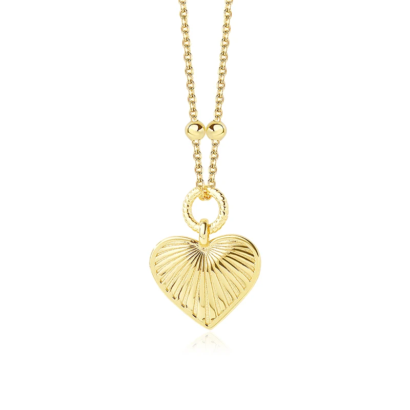 

Trending Gold Plated Charm Heart Necklace 925 Silver Bead Chain Heart Pendant Necklace for women