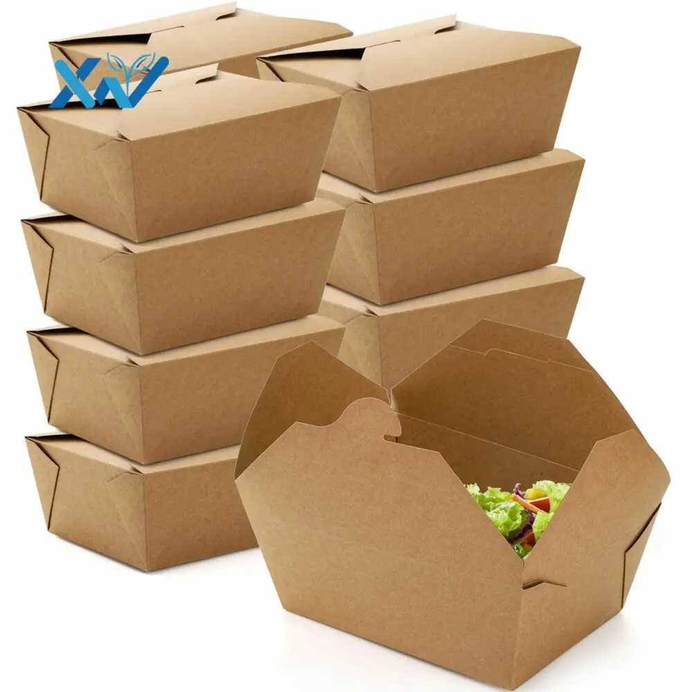 

Custom Logo Kraft Paper Box Disposable Customized Take Away Fast Food Paper Lunch Box