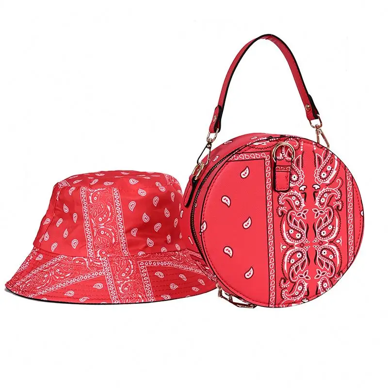 

New Arrivals Women Handbags Fashion Casual Ladies Crossbody Purses Graffiti Pattern Shoulder Round Bag And Bucket Hat Sets, 3 colors