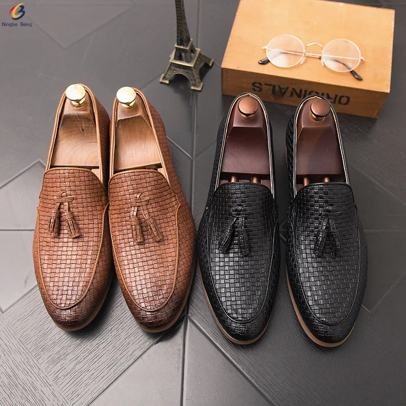 

Fashion design plus size 46 wedding shoes for men pointy dress shoes men tassel loafers