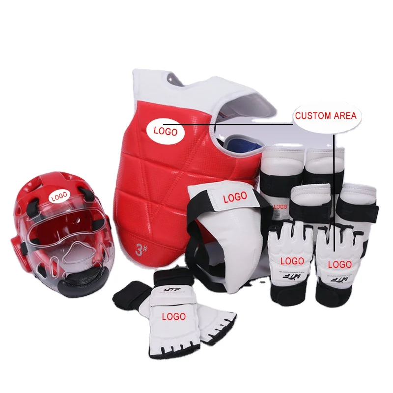 

Custom taekwondo protector set jockstrap head gear glove chest protector helmet guard martial arts training equipment