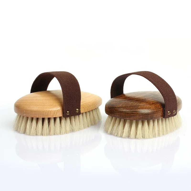 

Factory Wholesale Custom Logo Wooden Cellulite Exfoliating Massage Bath Brush Bristle Dry Body Brush, Natural/brown