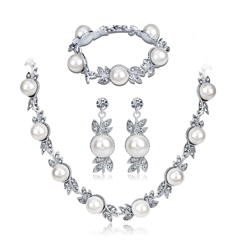 

DBCA229 New design fashion pearls jewelry set Pearls necklace earrings bracelet four pieces jewelry set