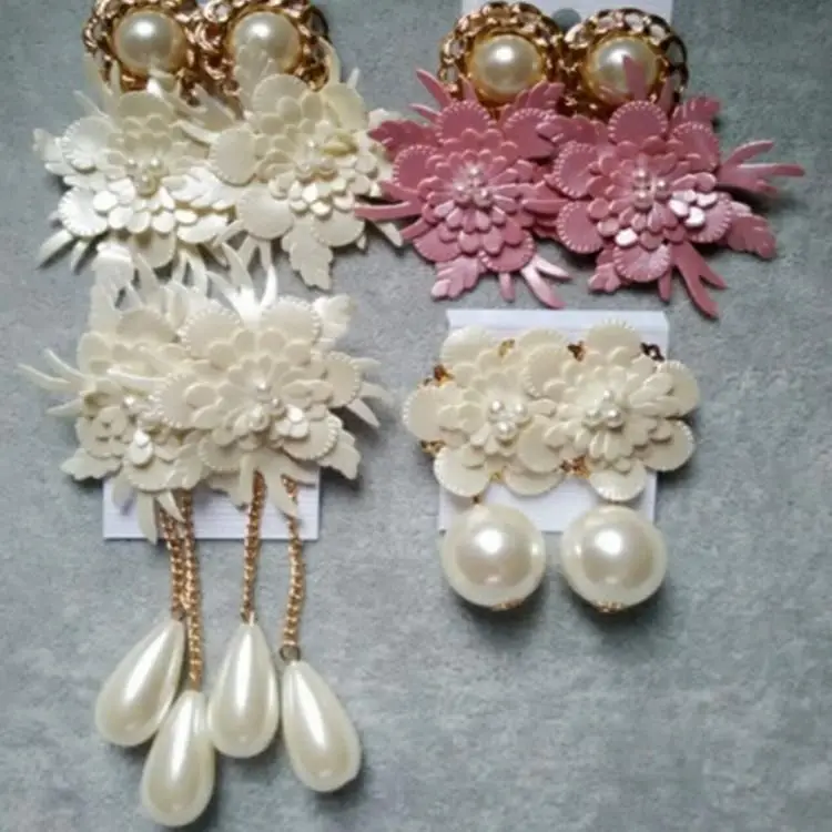 

Fashion Wild Sweet Pearl Handmade Earrings flower pearl earring Jewelry Wholesale