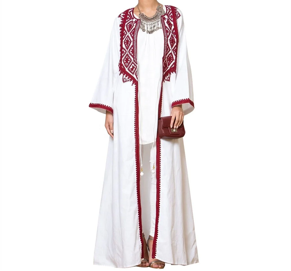 

Moroccan Fabulous Abaya Muslim Dresses Dubai Kimono Kaftan For Islamic Clothing White Open Abaya