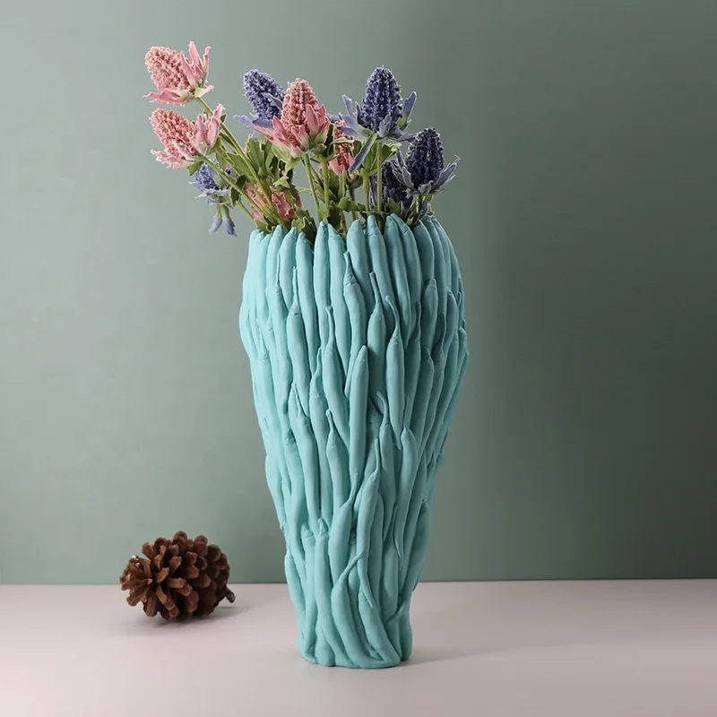 

Modern Resin Abstract Flower Vase for Desk Decoration chili vases Green Placement Resin Disk Handicraft vase tabletop decor