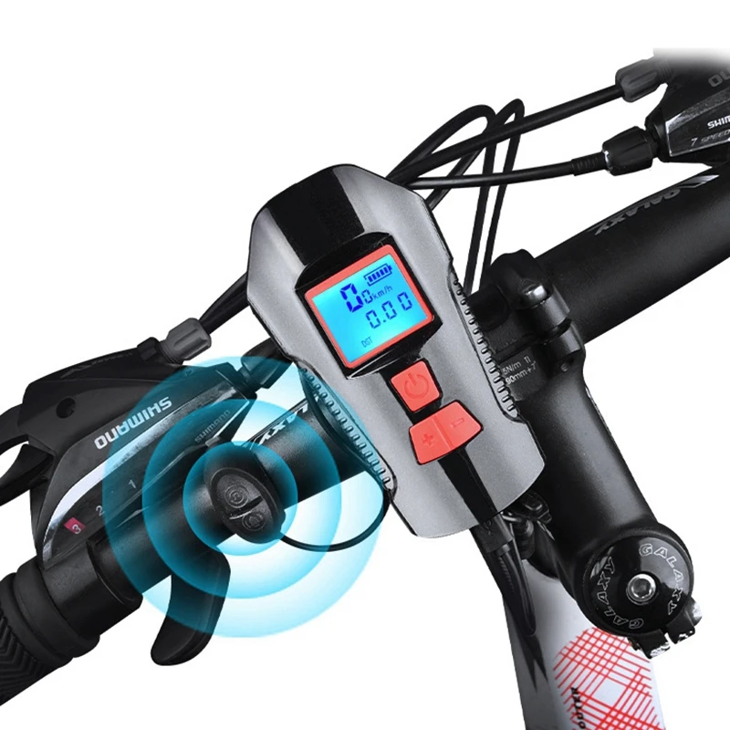 

RTS Waterproof Bicycle Light USB Charging Bike Front Light Flashlight led Cycling Head Light with Horn Speed Meter LCD Screen