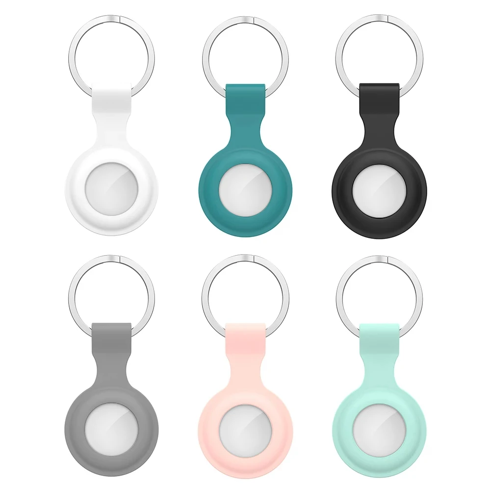 

2021 Newest Liquid Silicone case with keychain for Airtags locator tracker anti-lost protective cover for Apple Airtags Case, 8 colors