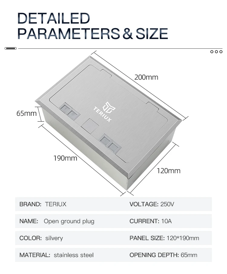 Small commercial open type stainless steel multifunctional floor socket box