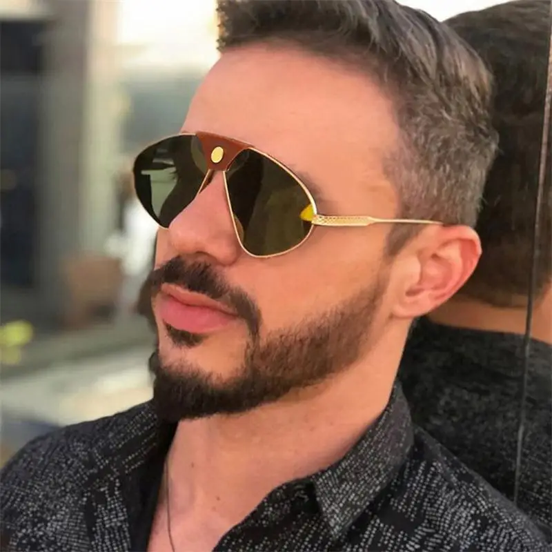 

2021 New Fashion Sunglasses Metal Leather Punk Style Sunglasses For Men And Women