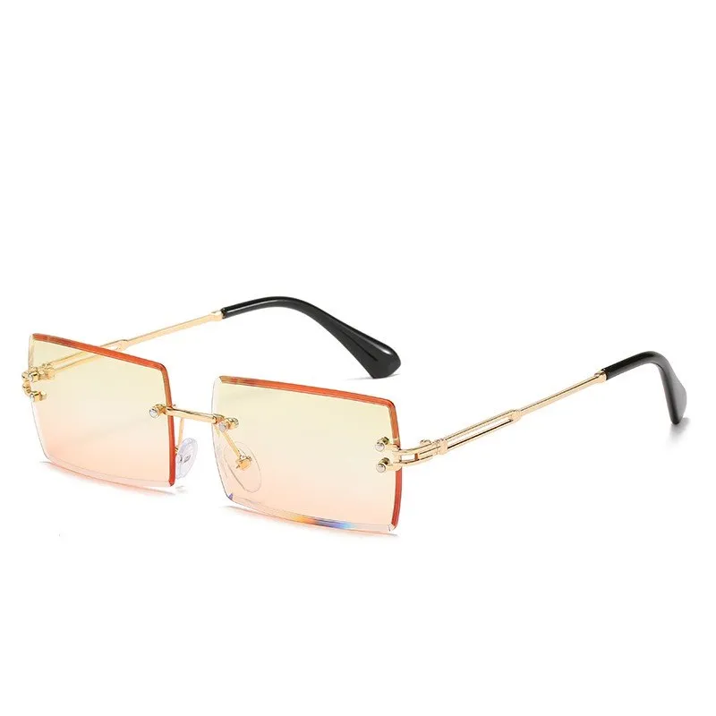 2021 Top Selling Square Luxury Custom Logo Rectangular Vintage Small Rimless Rectangle Shades Sunglasses womens, Mix color or custom colors