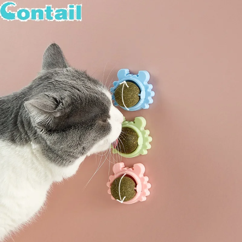 

Contail catnip sugar balls/ Smart cat toys interactive ball catnip sucker catnip wall ball toys for cats mint, Blue / green / pink