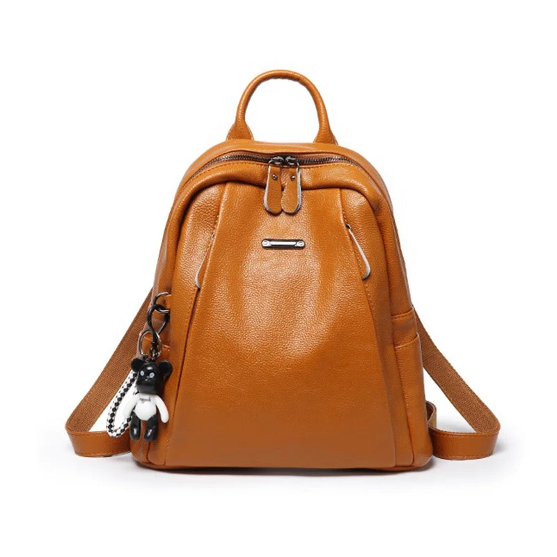 

New Arrivals Casual Student Shoulder Simple Leather Backpack Women