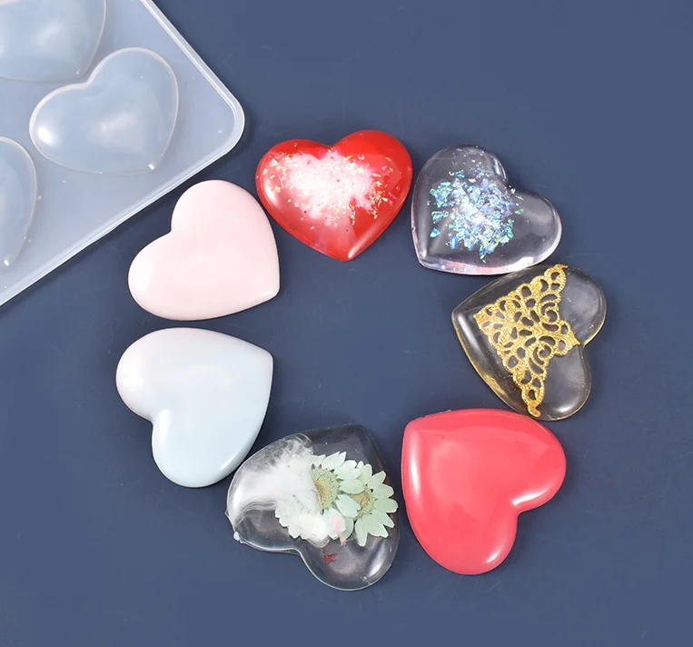 

J253 DIY Crystal Epoxy Full-page Nine Grid Mirror Love Silicone Mold Valentine's Day Heart-shaped Resin Mold, White