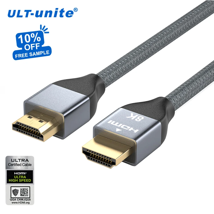

ULT-unite Audio video cable 60Hz 4K 8K 120Hz 1m 2m 3m 5m 48Gbps Ultra High Speed cable 2.1 8k hdmi cable For computerGame