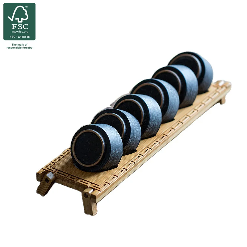 

Bamboo tea set tea cup rack single layer drying cup rack display rack tea ceremony accessories, Wood color