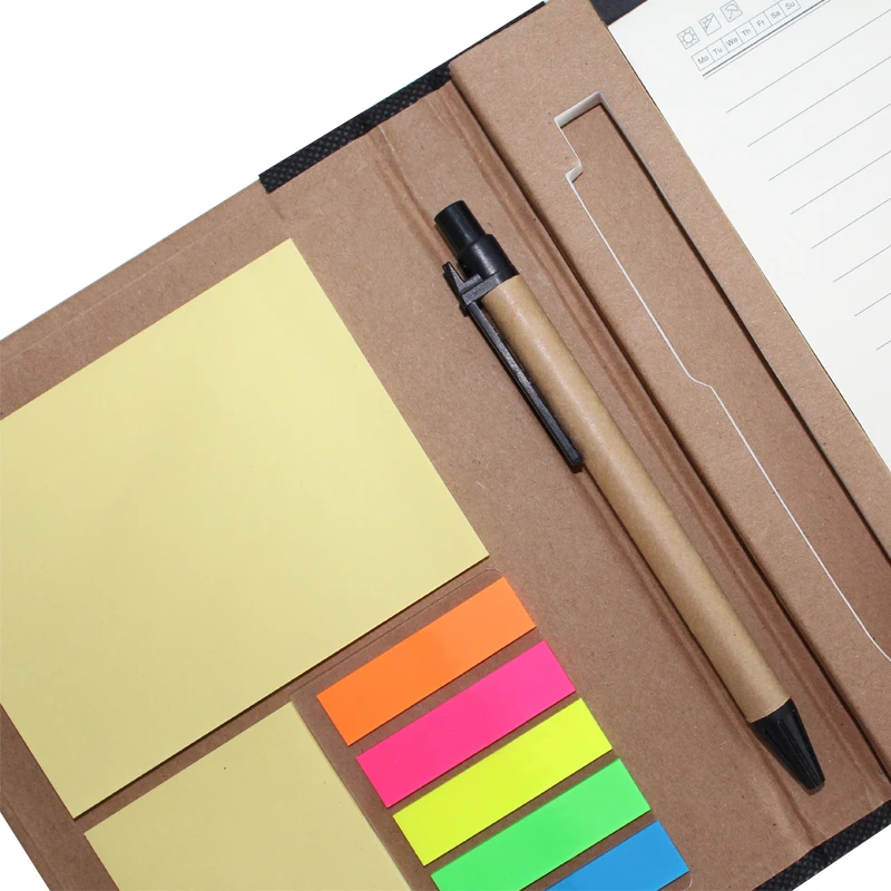 High Quality Kraft Paper Cover Custom Logo Notepad A4 And Pen Gift Set