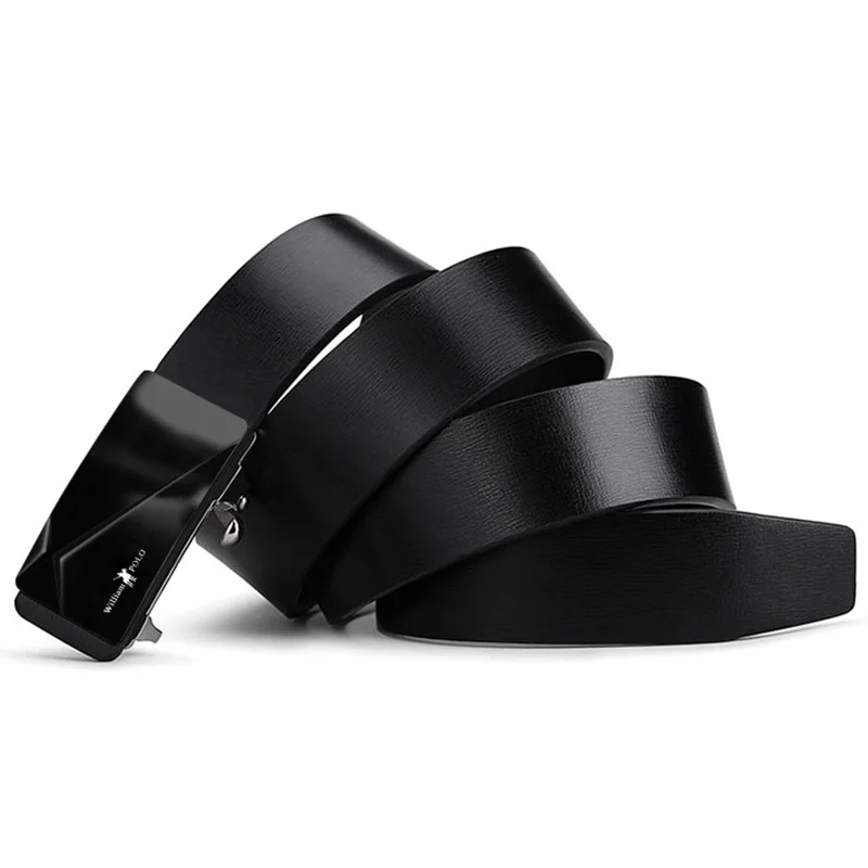 

WILLIAMPOLO 2020 Leather Belts Men Automatic Buckle Genuine Leather Belt Black Gun Sliver Man Mens Belt