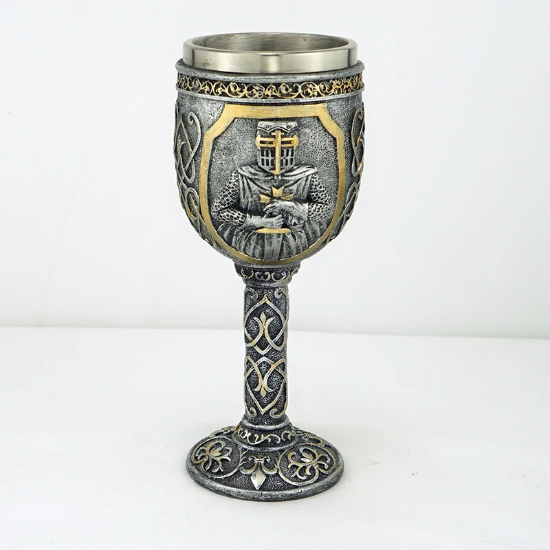 

High quality durable wholesale resin stainless steel Knight Goblet, Custom