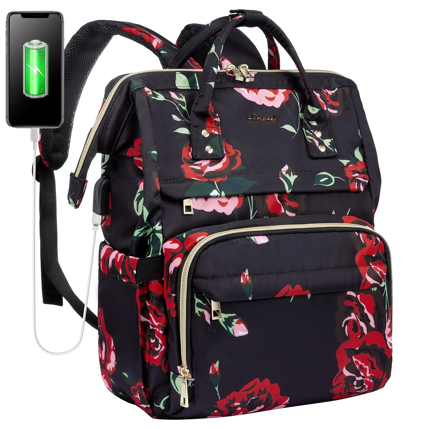 

LOVEVOOK 2022 waterproof fashion Backpack university girls 15.6 Inch College flower Bookbag Women Travel Laptop Backpacks