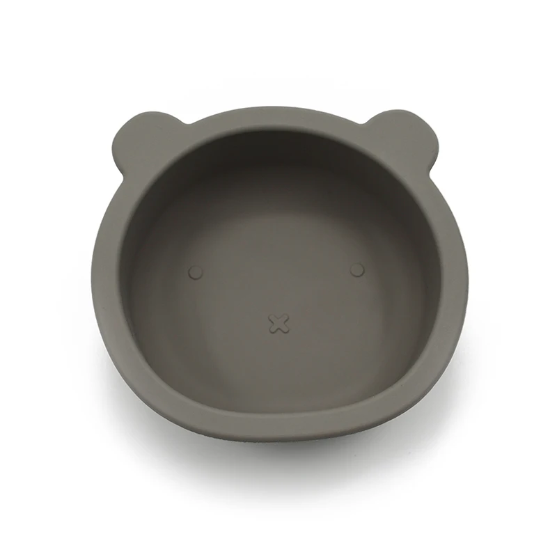 

Spill Proof Cartoon Animal Bear Soft Suction Silicone Food Grade Silicon Baby Bowl with Spoon, Blue, pink, light green, customized
