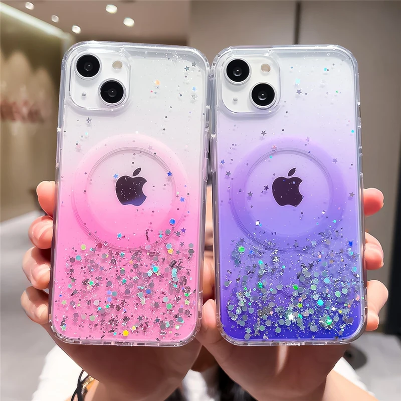 

Luxury Bling Plating Soft Tpu Gradient Phone Case For Iphone 15 15 promax Wireless Charger for Iphone 14 Pro Case Sparkle