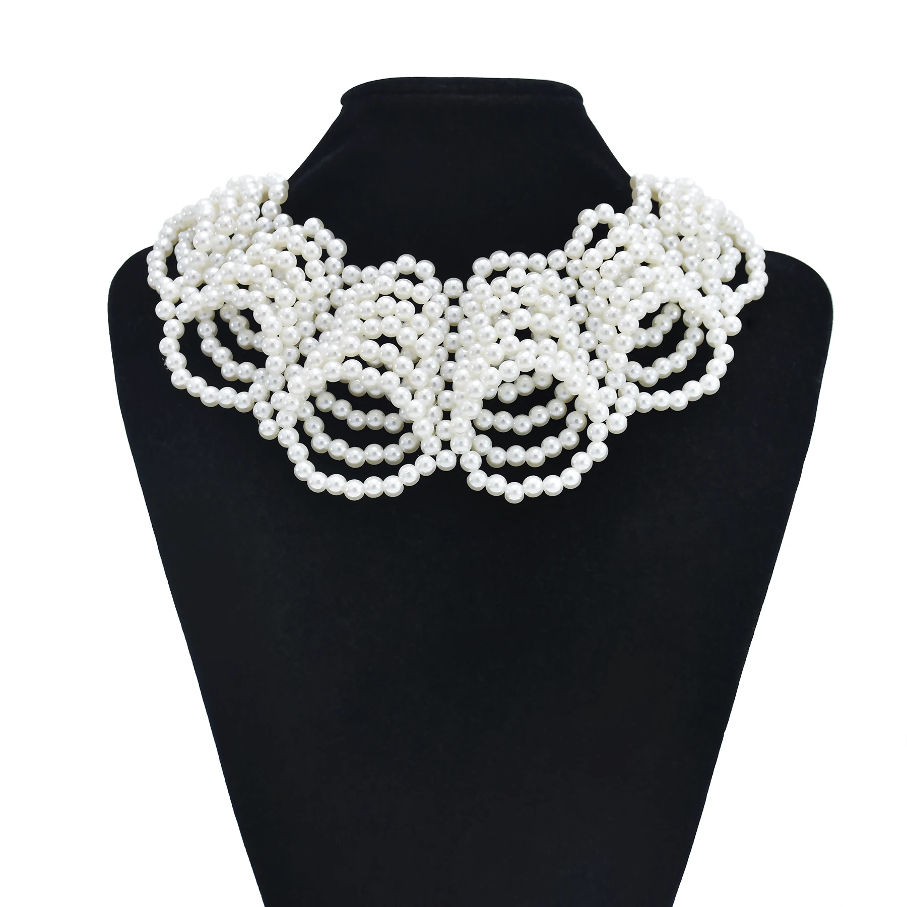 

Fashion Multilayer Pearl Necklace White ABS Pearl Women Jewelry Hand-Woven Beads Necklace Ethnic Style Jewelry