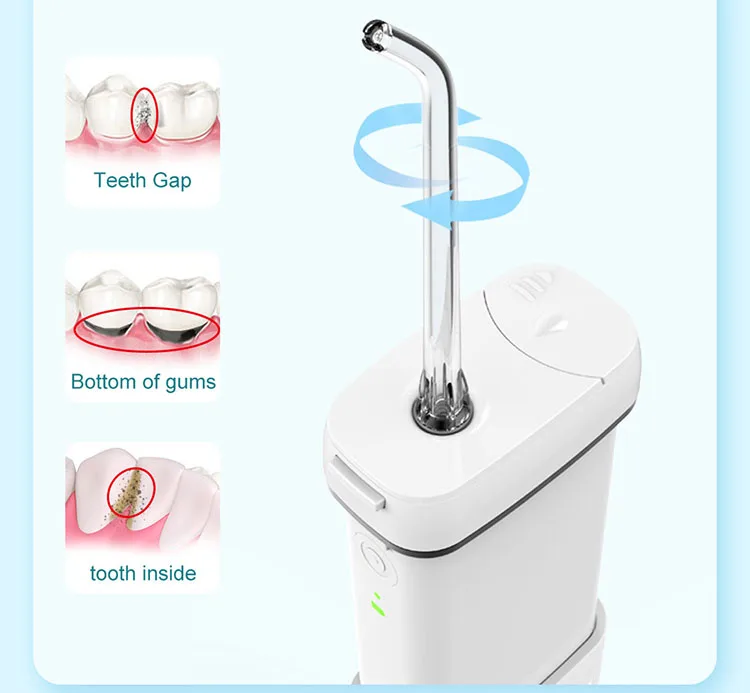 

Oral Irrigator Ultrasonic Water Flosser Portable Dental Water Jet 130ML Water Tank Waterproof Teeth Cleaner, White/pink/blue