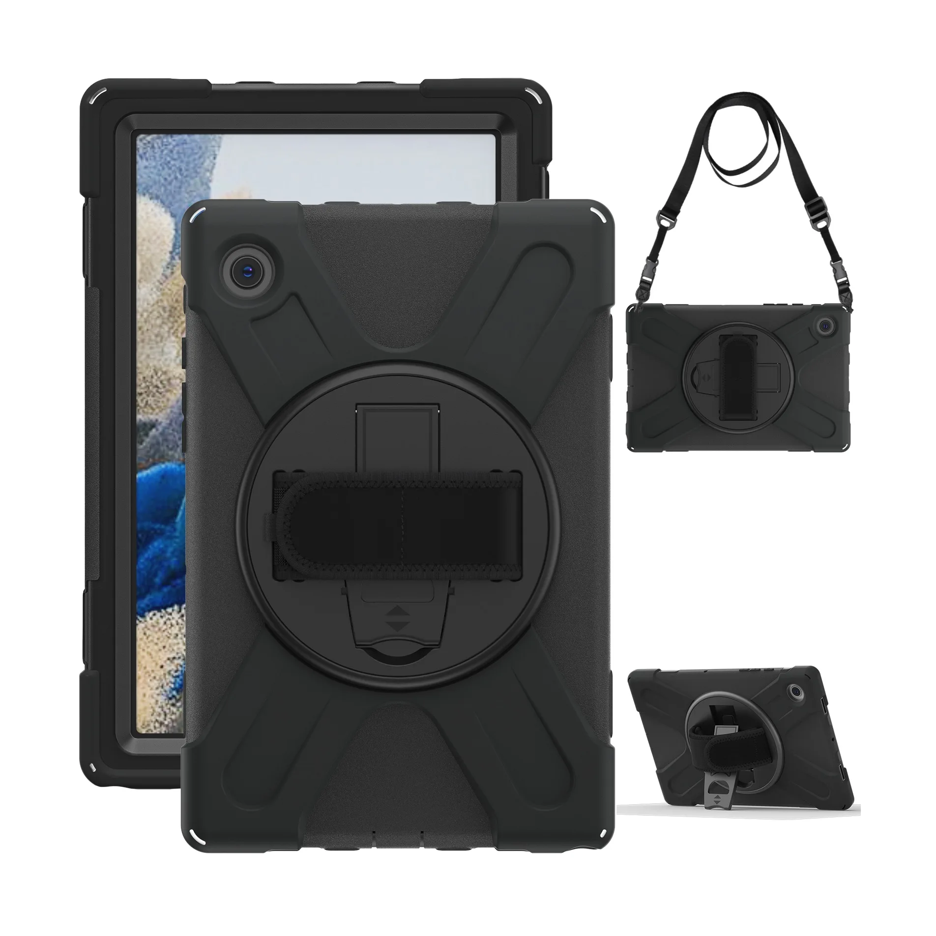 

Heavy Duty Three Layers Protection Silicone case for Samsung Galaxy Tab A8 10.5 SM- X200 SM-X205 with Hand Strap Shoulder Strap