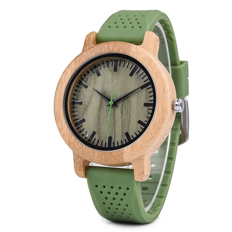 

DODO DEER Fashion Quality Silicone Band Bamboo Wood Watch OEM with Wooden Case Quartz Brand Your Own logo Wrist Watches