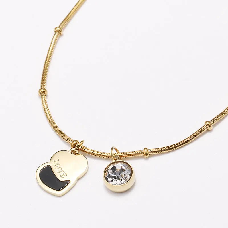 

Hot Selling Stainless Steel Zircon Adjustable 14K Gold Plated Love Double Heart Bracelet
