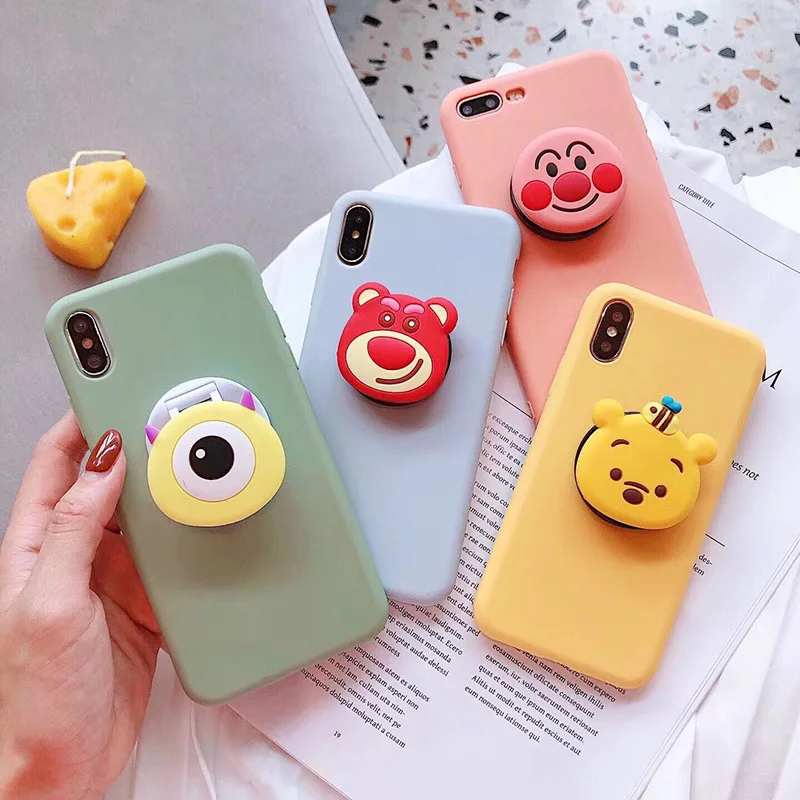 

sweety color silicone covers cute cell phone cartoon stand sockets for apple iphone 7 mobile phone accessories 8plus case