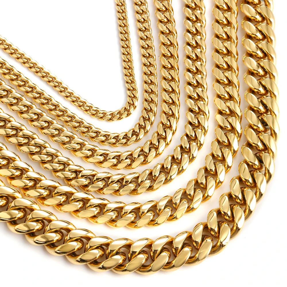 

Factory direct supply 20g-80g golden custom cuban chain Hip Hop Golden necklace clip cuban link choker