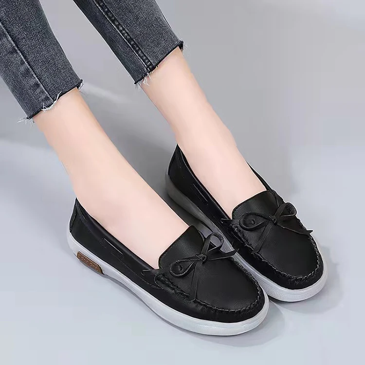 

Women's Ladies Female Woman Mother Shoes Flats Genuine Leather Mixed Colorful Non Slip On Loafers
