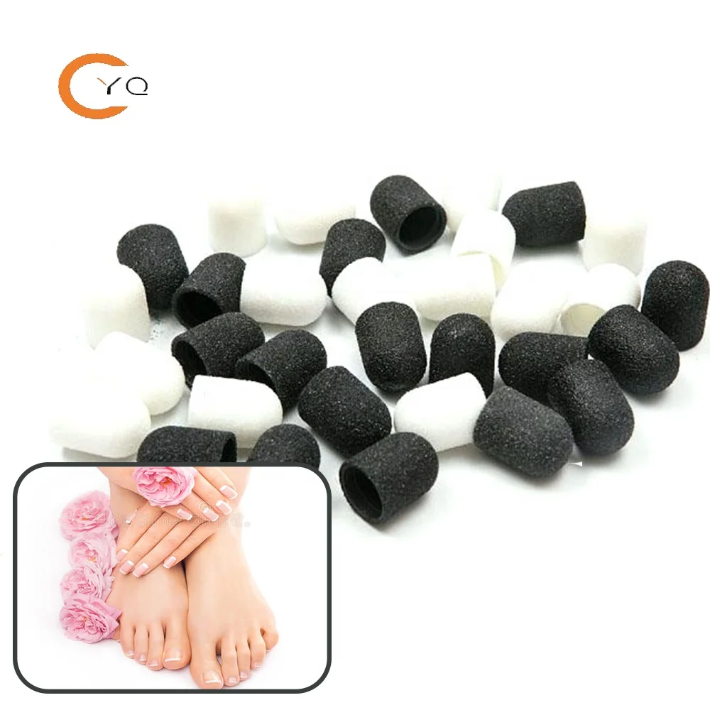 

Factory Direct wholesale price abrasive nail machine 7mm 10mm pedicure sanding cap for sale, Brown,white,pink,black,etc
