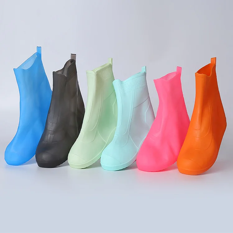 

soft silicon material reusable non slip silicone rain shoe cover, Customized